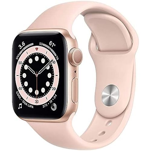 애플 Apple Watch Series 6 (GPS + Cellular, 40mm) - Gold Aluminum Case with Pink Sand Sport Band (Renewed)