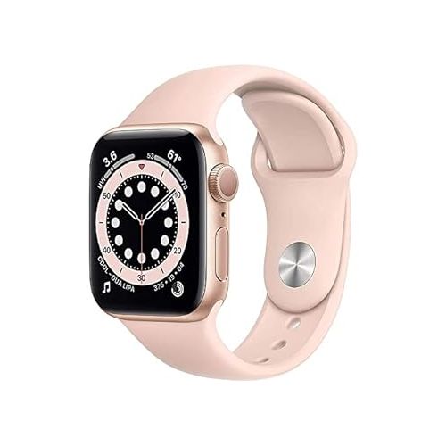 애플 Apple Watch Series 6 (GPS + Cellular, 40mm) - Gold Aluminum Case with Pink Sand Sport Band (Renewed)