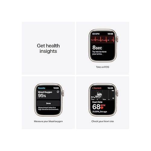 애플 Apple Watch Series 7 (GPS, 41MM) - Starlight Aluminum Case with Starlight Sport Band (Renewed Premium)