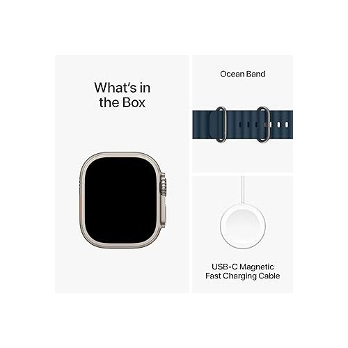 애플 Apple Watch Ultra 2 [GPS + Cellular 49mm] Smartwatch with Rugged Titanium Case & Blue Ocean Band One Size. Fitness Tracker, Precision GPS, Action Button, Extra-Long Battery Life, Bright Retina Display