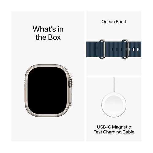 애플 Apple Watch Ultra 2 [GPS + Cellular 49mm] Smartwatch with Rugged Titanium Case & Blue Ocean Band One Size. Fitness Tracker, Precision GPS, Action Button, Extra-Long Battery Life, Bright Retina Display