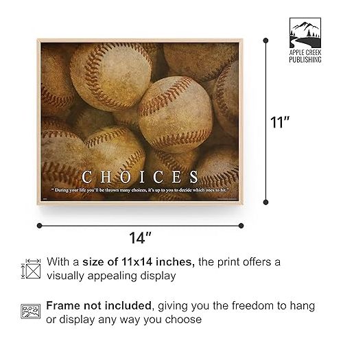 애플 Baseball Motivational Poster Art Print Little League Sports Equipment Shoes Gloves 11x14