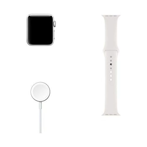 애플 [아마존베스트]Apple Watch Series 3 GPS, Silver Aluminium Case with White Sport Band, 38 mm, White