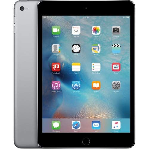 애플 Apple iPad Mini 4 128GB 7.9 Inch Tablet Retina Display (Wi-Fi Only, Space Gray) MK9N2LLA- Bundle wBlue Smart Cover