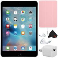 Apple iPad Mini 4 128GB 7.9 Inch Tablet Retina Display (Wi-Fi Only, Space Gray) MK9N2LL/A- Bundle w/Pink Smart Cover