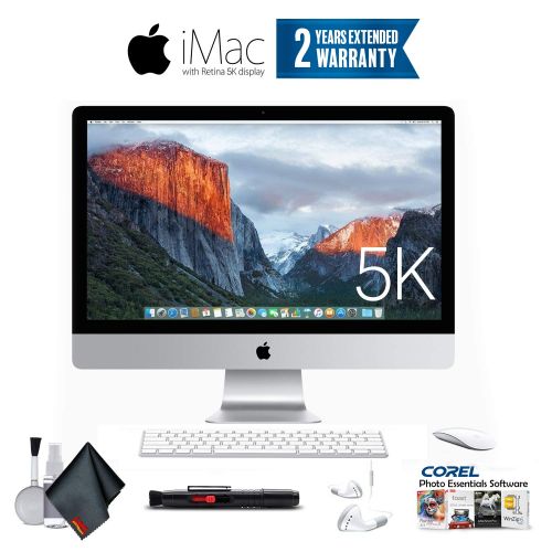 애플 Apple iMac 27-Inch Retina 5K Desktop MK472LLA (3.2 GHz Intel Core i5, 8GB RAM, 1TB Fusion) + Ear Buds, Corel Software (Refurbished)