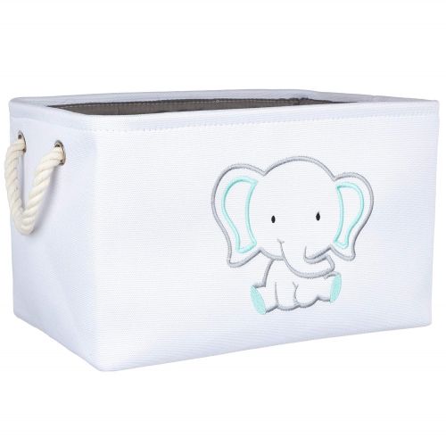  [아마존베스트]APPLE PIE ORDER Storage Basket with Embroidery, Foldable Animal Toy Storage Bins/Cube/Box/Organizer for Kids, Boys and Girls Room, Baby & Nursery. (Elephant)