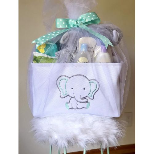  [아마존베스트]APPLE PIE ORDER Storage Basket with Embroidery, Foldable Animal Toy Storage Bins/Cube/Box/Organizer for Kids, Boys and Girls Room, Baby & Nursery. (Elephant)