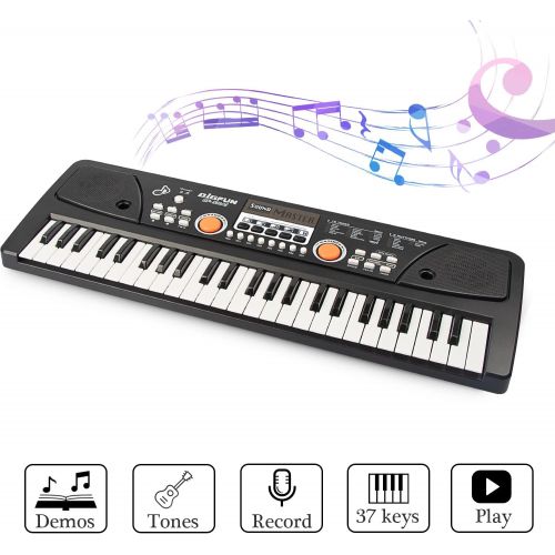  [아마존베스트]aPerfectLife Keyboard Piano, 61 Keys Multifunction Piano Keyboard Portable Piano Electronic Keyboard Music Instrument for Kids Early Learning Educational (Black)