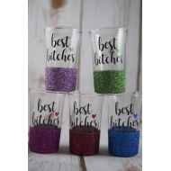 APolkaDotShop Best Friend Shot Glass, Best Bitch, Best Bitches, Best Friend Gift, Best Friend, Glitter Shot Glasses, Glitter Dipped, Gifts Under 10,Bestie