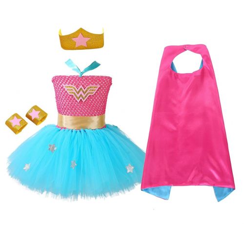  AQTOPS Supergirl Dress Costume for Girls Party Role Play Hero Tutu Costumes