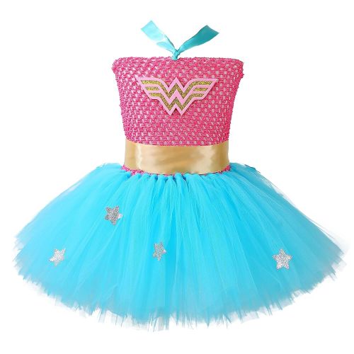  AQTOPS Supergirl Dress Costume for Girls Party Role Play Hero Tutu Costumes