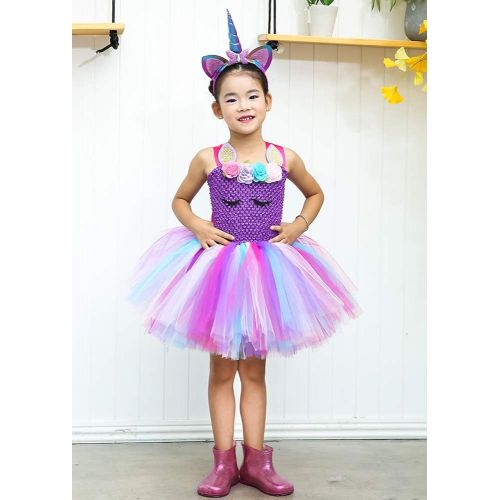  AQTOPS Girls Birthday Party Tutu Outfits Fluffy Tulle Dress Costumes