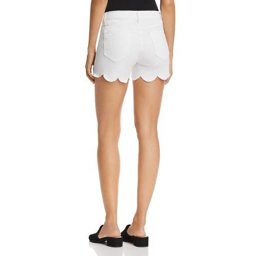  AQUA Scalloped Denim Shorts in Off White - 100% Exclusive