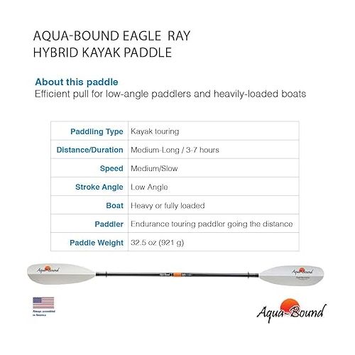  AQUA BOUND EagleRay Hybrid White Fiberglass Blade/Posi-Lok Carbon Shaft