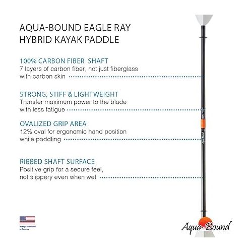  AQUA BOUND EagleRay Hybrid White Fiberglass Blade/Posi-Lok Carbon Shaft