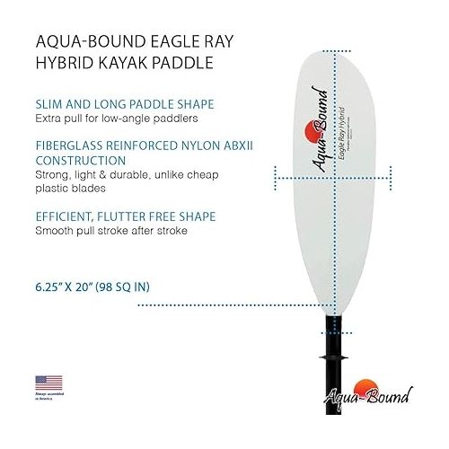  AQUA BOUND EagleRay Hybrid White Fiberglass Blade/Posi-Lok Carbon Shaft