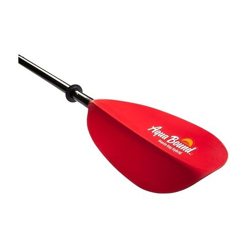  AQUA BOUND Manta Ray Hybrid Kayak Paddle - Carbon Shaft/Composite Blade, 4 Piece (Posi-Lok), Sunset Red, 240 cm