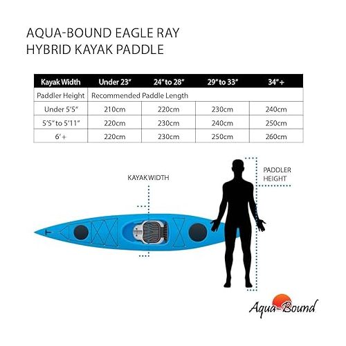  Aqua-Bound Eagle Ray Hybrid 2-Piece Snap-Button Kayak Paddle