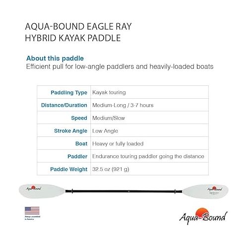  Aqua-Bound Eagle Ray Hybrid 2-Piece Snap-Button Kayak Paddle