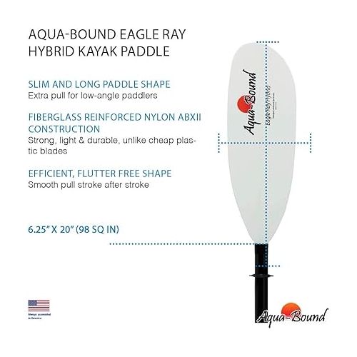  Aqua-Bound Eagle Ray Hybrid 2-Piece Snap-Button Kayak Paddle