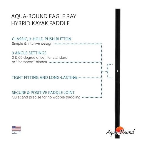  Aqua-Bound Eagle Ray Hybrid 2-Piece Snap-Button Kayak Paddle