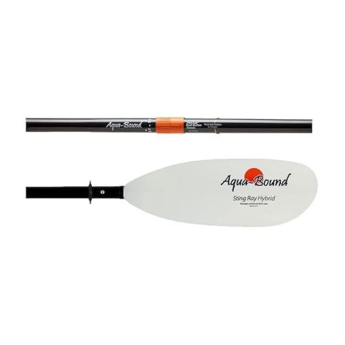  Aqua Bound Aquabound Stingray Hybrid 4-Piece Kayak Paddle with White Fiberglass Blade & Posi-Lok Carbon Shaft, 230 cm