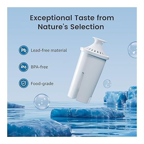  AQUA CREST Replacement for Brita® Water Filter, Pitchers and Dispensers, Classic OB03, Mavea® 107007, and More, NSF Certified Pitcher Water Filter, 1 Year Filter Supply, 6 Count