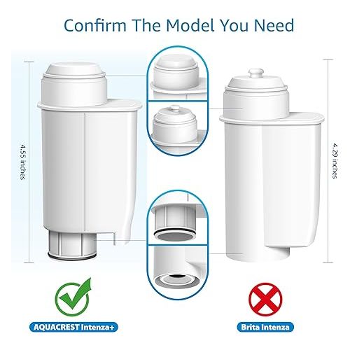  AQUACREST TUV SUD Certified Coffee Water Filter, Replacement for Brita® Intenza® Water Filter Gaggia®, Philips®, Saeco®, CA6702/00, Intenza® Coffee Filter (Pack of 4)