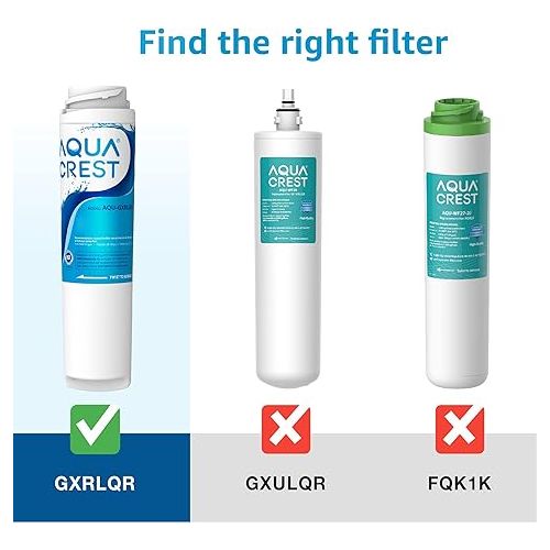  AQUACREST GXRLQR Undersink Inline Water Filter, NSF 42 Certified, Reduces Chlorine, Taste&Odor, Replacement for GE SmartWater Twist and Lock in-Line GXRLQR Water Filter (Pack of 3)