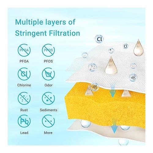  AQUA CREST NSF/ANSI 53 Certified Multiple-Stage Replacement Water Filters, Replacement for Pitcher Filters and Dispenser Filters, Reduce TDS, PFOA/PFOS, Chlorine, Bad Taste and Odor, 2 Packs