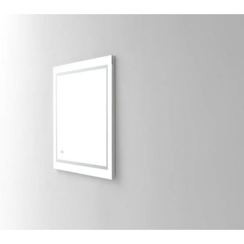  AQUADOM Daytona, Ultra-Slim Frame, LED Lighted Silver Mirror for Bathroom, 3D Triple Color Temperature Lighting, Digital Clock, Automatic Defogger, Dimmer, Touch Screen Buttons (60