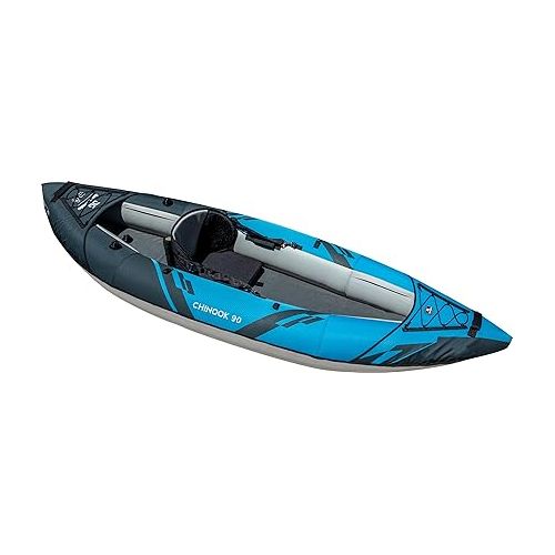  AQUAGLIDE Chinook 90 Inflatable 9' Foot Kayak Kit Packable Includes Pump for Adults Family Friendly 1 Person Single Rider Blow Up for Recreational Angler Fishing