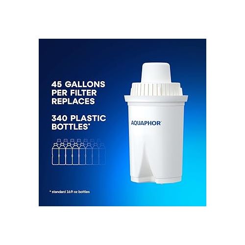  AQUAPHOR Ideal 7-Cup Water Filter Pitcher - White with 3 x B15 Filters - Fits in The Fridge Door - Reduces Limescale and Chlorine - Ideal for Seven Cups