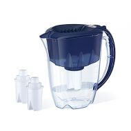 AQUAPHOR Ideal 7-Cup Water Filter Pitcher - Dark Blue with 3 x B15 Filters - Fits in The Fridge Door - Reduces Limescale and Chlorine - Ideal for Seven Cups