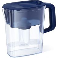 AQUAPHOR Compact 5-Cup Water Filter Pitcher - Dark Blue with 1 x B15 Filter - Fits in The Fridge Door - Reduces Limescale and Chlorine - Ideal for Five Cups