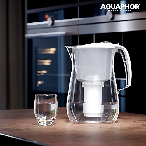  Brand: AQUAPHOR Aquapor Provence White Includes 1 A5 Filter Cartridge Premium Glass Effect Water Filter for Reducing Limescale Chlorine & Heavy Metals Plastic Volume 4.2 L