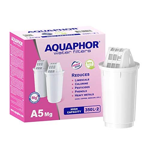  Aquaphor Provence White Water Filter with 1 A5 mg Filter Cartridge - Premium Glass Effect Water Filter Against Lime, Chlorine and Enriches Water with Magnesium