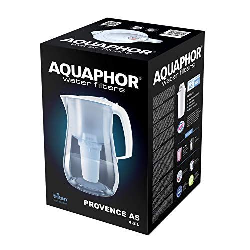  Aquaphor B151 Wasserfilter Provence schwarz inkl. 1 A5 Filterkartusche - Premium-Wasserfilter in Glasoptik zur Reduzierung von Kalk, Chlor & weiteren Stoffen