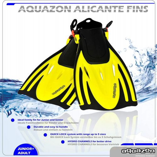  AQUAZON Alicante Verstellbare Flossen, Schnorchelflossen, Taucherflossen, Schwimmflossen fuer Kinder und Erwachsene zum Schnorcheln, Schwimmen