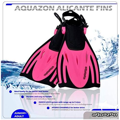  AQUAZON Alicante Verstellbare Flossen, Schnorchelflossen, Taucherflossen, Schwimmflossen fuer Kinder und Erwachsene zum Schnorcheln, Schwimmen