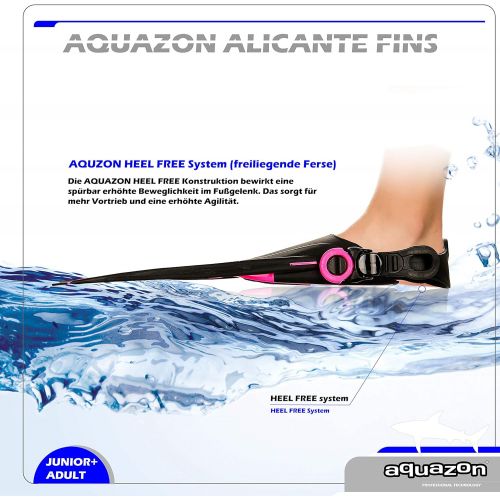  AQUAZON Alicante Verstellbare Flossen, Schnorchelflossen, Taucherflossen, Schwimmflossen fuer Kinder und Erwachsene zum Schnorcheln, Schwimmen