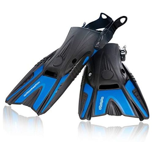  AQUAZON Shell, Kurzflossen Trainingsflossen, Schwimmflosssen, Reiseflossen, Schnorchelflossen groessenverstellbar mit Free Heel System, Sehr robust fuer Erwachsene Manner und Frauen