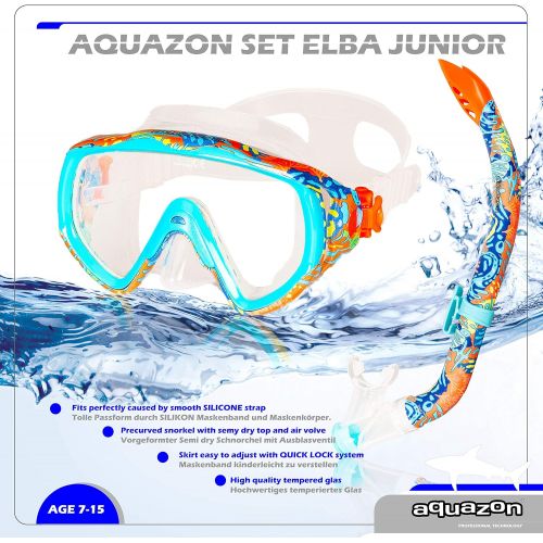  AQUAZON ELBA Schnorchelset, Tauchset, incl. Taucherbrille und Schnorchel fuer Kinder, Jugendliche und Damen