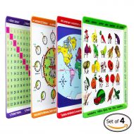 ARAMANTO Educational Mealtime Plates for Kids, Set of 4 Unique Designs; Fun and Colorful Sturdy Melamine Plates for Children of All Ages; BPA Free