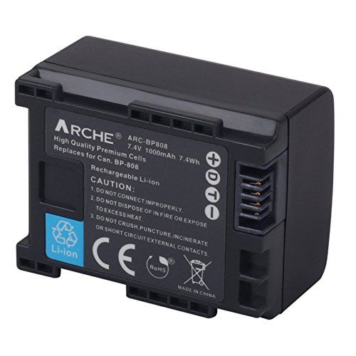  ARCHE BP-808 BP808 <4 Pack> Battery and LCD Single Charger Kit for [Canon VIXIA HF S200 HG20 HG21 HG30 M30 M31 M32 M300 HF M40 HF M41 HF M400 iVIS HF10 HF11 HF100 HF20 HF200