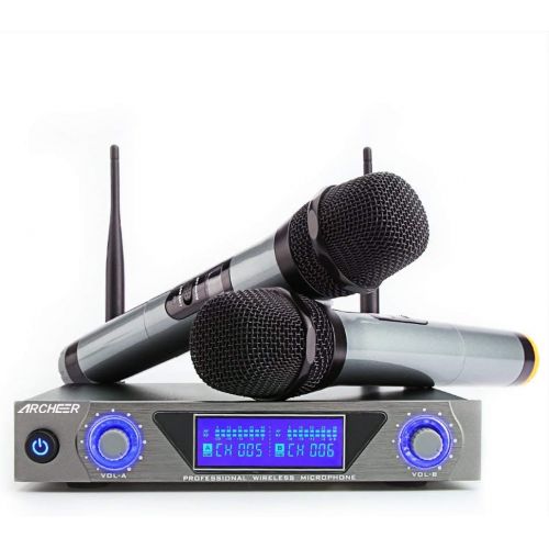  [아마존베스트]Wireless Microphone,ARCHEER UHF Bluetooth Dual Channel Handheld Microphone Karaoke Dynamic System with LCD Display for Meeting, Party, Church, DJ, Wedding, Home KTV Set