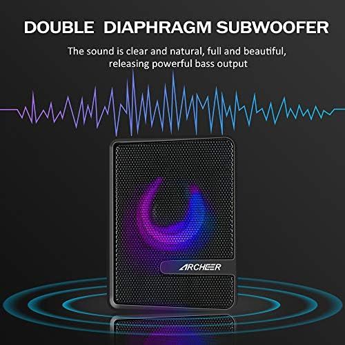  [아마존베스트]Archeer PC Speaker, USB Computer Gaming Speaker, Stereo Sound with RGB LED Light, Black Portable Mini Speaker 3.5 mm for PC, Mobile Phone, Tablets, Desktop, Laptop (2 x 3 W)