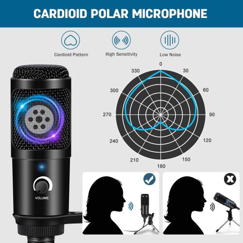  [아마존베스트]Archeer USB Microphone, PC Laptop Condenser, Good Recording Mic for Video, Broadcast, Podcast, YouTube, Streaming, Windows and Mac