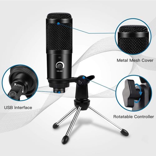  [아마존베스트]Archeer USB Microphone, PC Laptop Condenser, Good Recording Mic for Video, Broadcast, Podcast, YouTube, Streaming, Windows and Mac